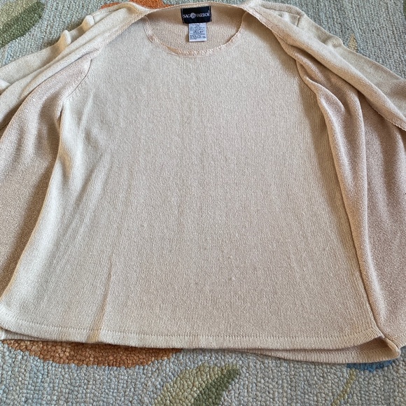 Sag Harbor I Ecru Silk Blend Pullover Two-Fer Sweater - Picture 9 of 16